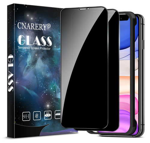 Cnarery Privacy Screen Protector for iPhone 11/iPhone XR 6.1 inch, Anti Spy Full Coverage Tempered Glass with Alignment Frame Easy Installation Anti-peeping, 2 Pack