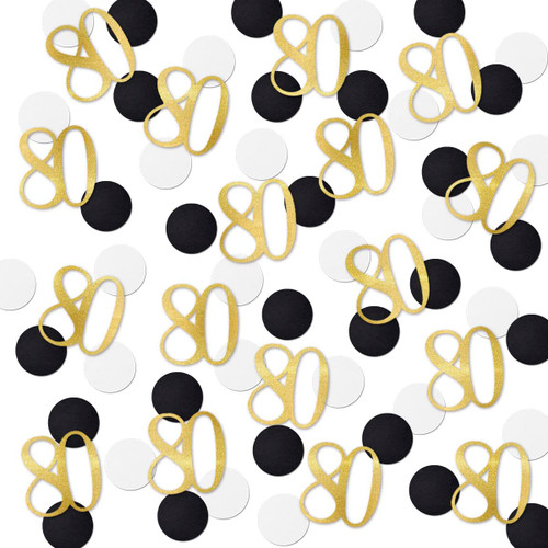 Gold Glitter 80 Confetti, 80th Birthday Number Confetti, 200pcs Anniversary Party Table Decoration Supplies