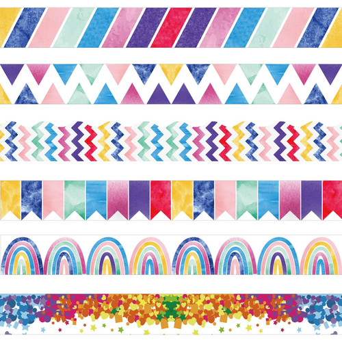118 Feet Classroom Bulletin Board Borders, Colorful Die Cut Border Trim Scalloped Classroom Borders Decor for School Classroom Chalkboard Office Home Decorations (Vibrant Style)