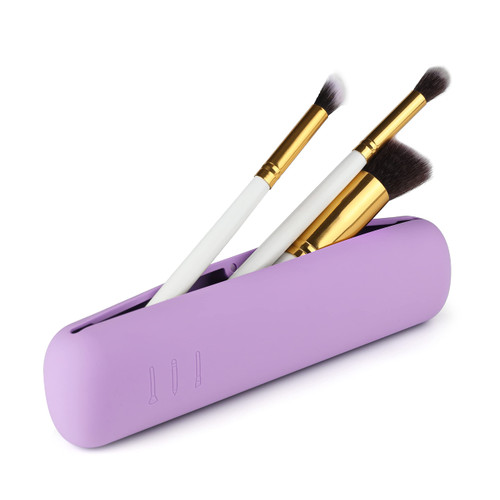 CORNERIA Large Magnetic Closure Makeup Brush Holder, Makeup Brush Organizer, Makeup Brush Storage Box Makeup Bag, Soft and Sleek Portable Brush Cosmetic Bag for Travel?Purple)