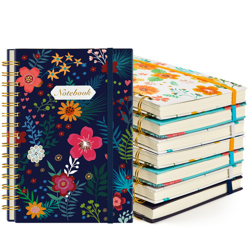 Coopay 8 Pack A5 Spiral Notebook College Ruled Composition Notebooks Hardcover Spiral Journal, Cute Blooming Floral, for Office Home School Business, 8.3" x 5.5", 100GSM Thick Paper, 160 Pages