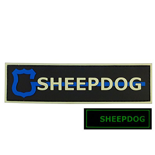 LEGEEON Glow Dark GITD 3D Sheepdog Thin Blue Line Law Enforcement PVC Rubber Hook Loop Patch
