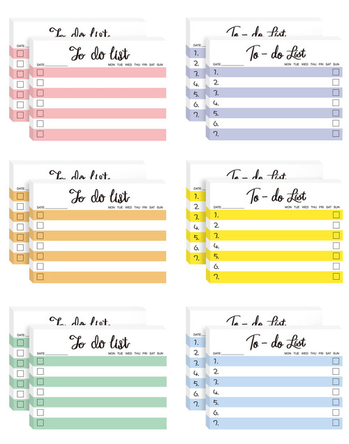 SIMPWAY to Do List Notepad, 12 Pads 6 Assorted Colors to Do Sticky Notes, 4 X 3 Inches Small Memo Self Sticky Todo List Lines Note Pads, for Home Office Supplies Daily Planner Work Study Reminders