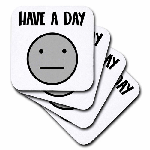 3dRose Cool Funny Have a Day Grey Smiling Face with Neutral Smile - Coasters (CST_351691_1) 3dRose Cool Funny Have a Day Grey Smiling Face with Neutral Smile - Coasters (CST_351691_1)