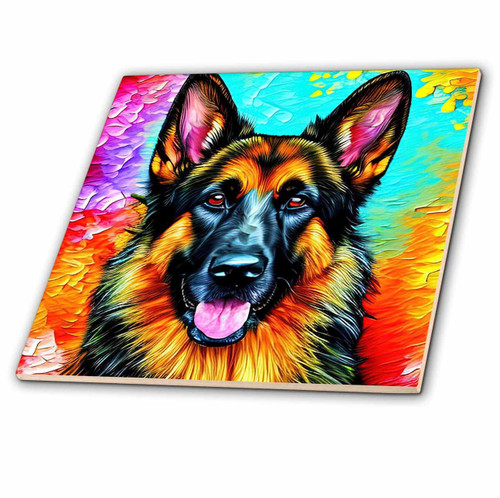 3dRose Charming German Shepherd Dog Portrait. Digital Painting Art Gift - Tiles (ct-376115-3) 3dRose Charming German Shepherd Dog Portrait. Digital Painting Art Gift - Tiles (ct-376115-3)