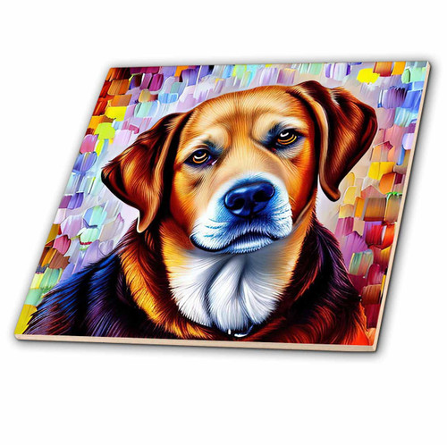 3dRose Cute Labrador Retriever Dog Portrait. Digital Painting Gift for You - Tiles (ct-376136-3) 3dRose Cute Labrador Retriever Dog Portrait. Digital Painting Gift for You - Tiles (ct-376136-3)