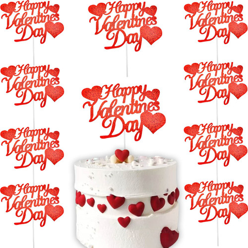 10pcs Happy Valentines Day Cake Topper Red Glitter Cake Topper Valentine's Day Cupcake Topper Heart Shaped Cake Picks Cake Accessories for Wedding Valentine's Day Gifts Cake Decoration Party 10pcs Happy Valentines Day Cake Topper Red Glitter Cake Topper Valentine's Day Cupcake Topper Heart Shaped Cake Picks Cake Accessories for Wedding Valentine's Day Gifts Cake Decoration Party