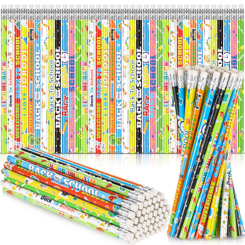 Ctosree Welcome Back to School Pencils First Day of School Student Pencils with Eraser Unsharpened HB Pencils School Stationery Bulk Pencils for Classroom Reward School Party Supplies (150 Pcs)