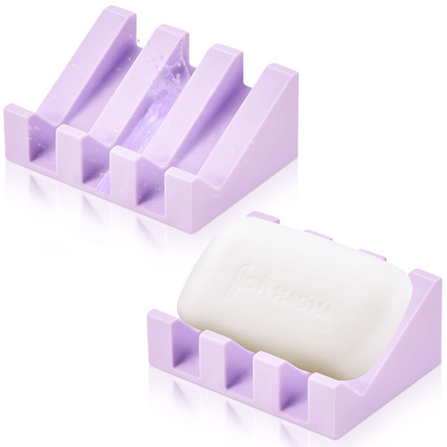 Silicone Soap Dish Self Draining Soap Dish Shower Waterfall Bar Soap Holder Tray with Drain Soap Saver for Kitchen Bathroom Accessories (Light Purple, 2) Silicone Soap Dish Self Draining Soap Dish Shower Waterfall Bar Soap Holder Tray with Drain Soap Saver for Kitchen Bathroom Accessories (Light Purple, 2)