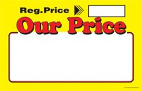 CYA216 "Our Price Regular Price" Retail Price Cards Signs - Red and Yellow Pack of 100 Cards - Business Store Signage (7" x 11") CYA216 "Our Price Regular Price" Retail Price Cards Signs - Red and Yellow Pack of 100 Cards - Business Store Signage (7" x 11")