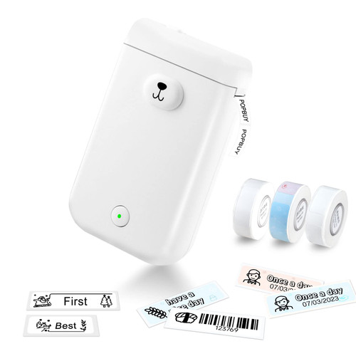 POPOBUY Label Maker Machine with Tape, D30S Bluetooth Portable Label Printer, Cute Mini Label Makers Included Multiple Template for Storage Barcode Office Home Organization, 3 Rolls