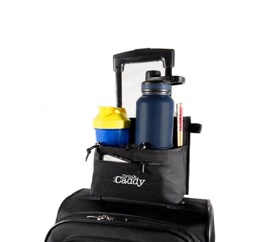 Luggage Cup Holder - Travel Drink Caddy Attachment for Suitcase, Coffee Mugs, Tumblers & More - Fits on Luggage Handles. Unique and Essential Accessory for Air Travel
