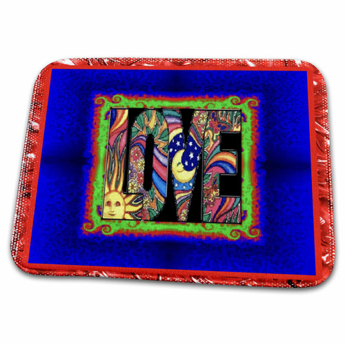3dRose Susan Brown Designs Retro Themes - All You Need is Love - Dish Drying Mats (ddm-14798-1)