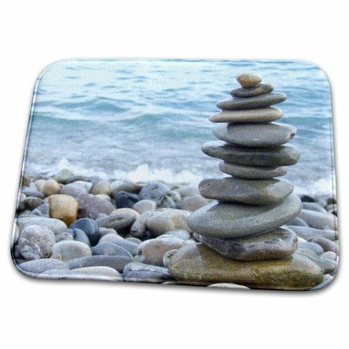 3dRose Zen stone tower on pebble beach - peaceful harmony -... - Dish Drying Mats (ddm-157790-1)
