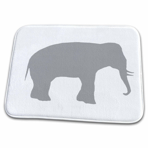 3dRose Grey elephant silhouette. Gray animal on white Modern... - Dish Drying Mats (ddm-164908-1)