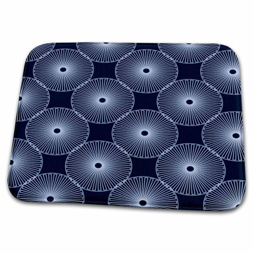 3dRose Modern pattern of floral or wagon wheels in blue grey on... - Dish Drying Mats (ddm-200244-1)