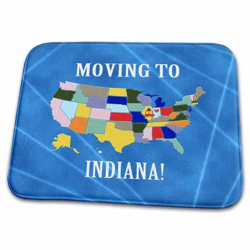 3dRose United States Map, Moving to Indiana, Heart and Car with... - Dish Drying Mats (ddm-218307-1)