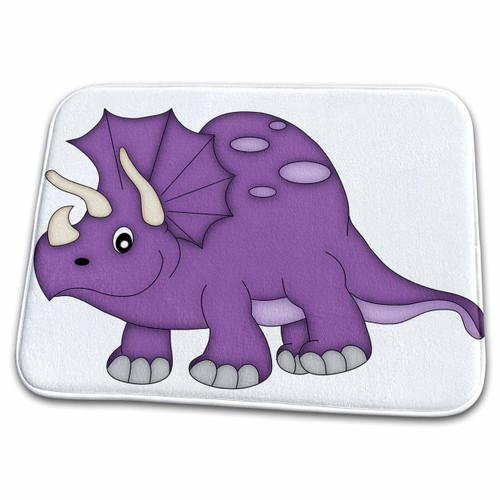 3dRose Anne Marie Baugh - Dinosaurs - Purple and Gray Dinosaur - Dish Drying Mats (ddm-222500-1)