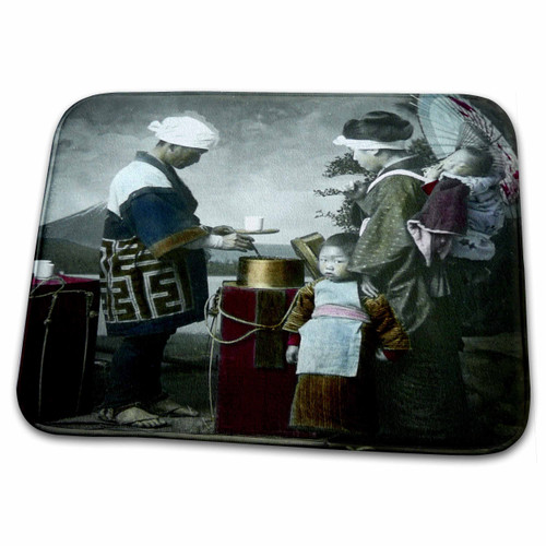 3dRose The Amazake Man Vintage Japanese Drink Stand Old Japan - Dish Drying Mats (ddm-246711-1)