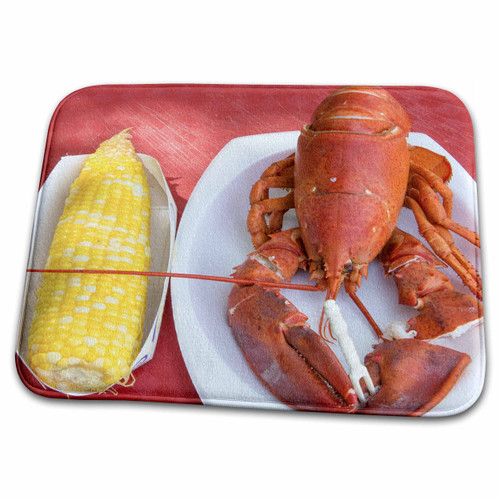 3dRose Bar Harbor, Maine, traditional lobster dinner with corn - Dish Drying Mats (ddm-251063-1)