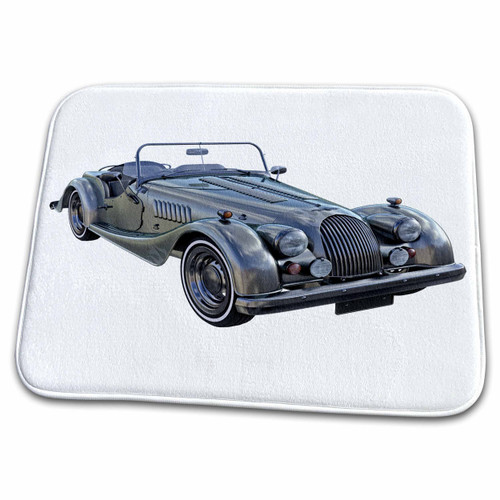 3dRose A Grey Classic Sports Car with Flame Decals - Dish Drying Mats (ddm-256723-1)