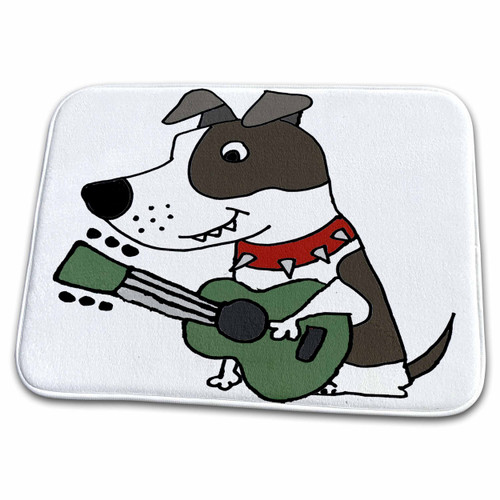 3dRose Funny Cute Grey and White Pit Bull Puppy Dog Playing Guitar - Dish Drying Mats (ddm-263902-1) 3dRose Funny Cute Grey and White Pit Bull Puppy Dog Playing Guitar - Dish Drying Mats (ddm-263902-1)