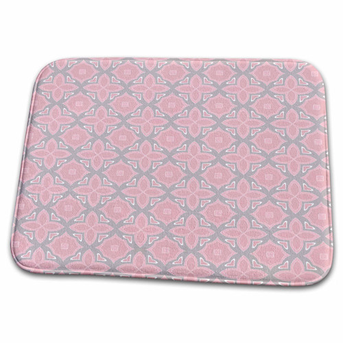 3dRose Pink Grey Oriental Tile Pattern - Dish Drying Mats (ddm-276332-1)