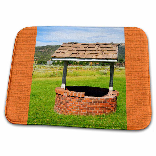 3dRose A wishing well in Pine Valley Utah with orange on either... - Dish Drying Mats (ddm-284182-1)