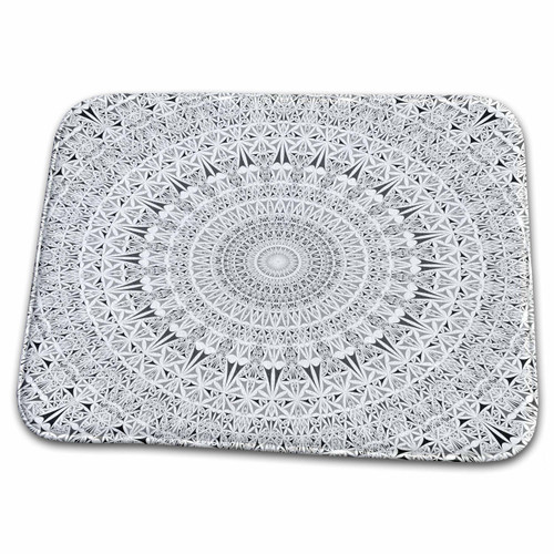 3dRose Grey Ornate Kaleidoscope Mandala - abstract graphic design - Dish Drying Mats (ddm-301030-1)