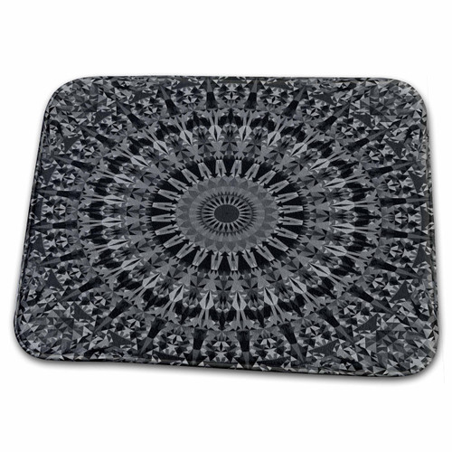 3dRose Dark Grey Triangle Mandala - abstract bohemian design - Dish Drying Mats (ddm-301114-1)