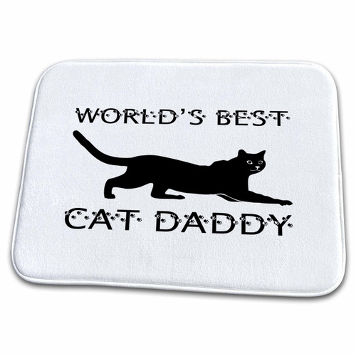 3dRose Black cat silhouette. World best cat daddy, paw prints... - Dish Drying Mats (ddm-313509-1) 3dRose Black cat silhouette. World best cat daddy, paw prints... - Dish Drying Mats (ddm-313509-1)