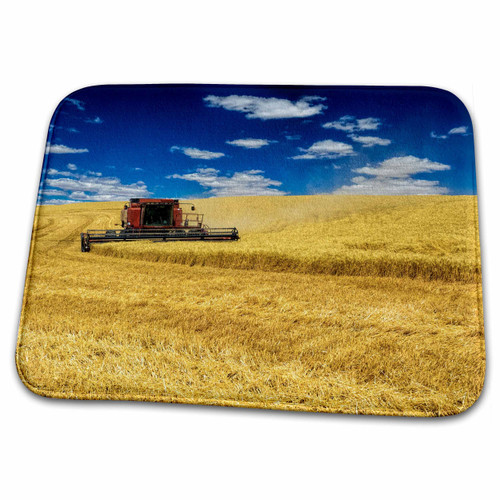 3dRose USA, WA, Palouse. Combine harvesting wheat - Dish Drying Mats (ddm-333116-1)