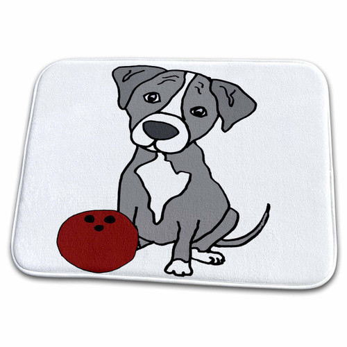 3dRose Funny Cute Grey Pitbull Puppy Dog Bowling Sports Cartoon - Dish Drying Mats (ddm-335864-1) 3dRose Funny Cute Grey Pitbull Puppy Dog Bowling Sports Cartoon - Dish Drying Mats (ddm-335864-1)