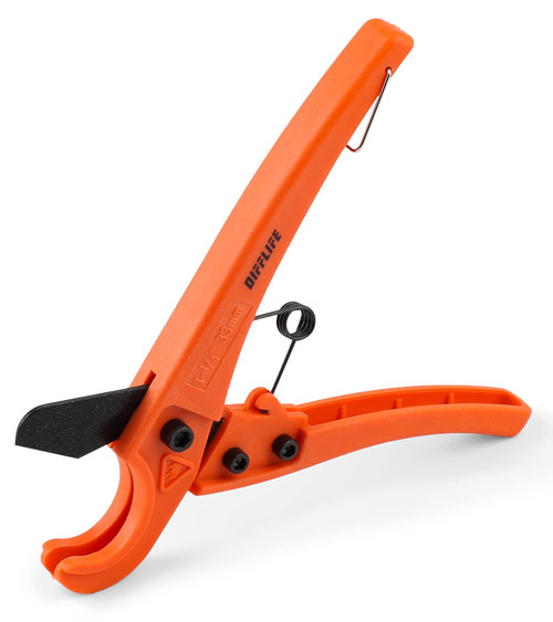 DIFFLIFE Pipe Cutter, High Performance Teflon blade Made Ratchet-type Pipe Cutter, One-hand Fast Pipe Cutting Tool for PVC PPR PE PEX Pipe and Other Plastic Pipe (1-3/8''(33mm MAX))