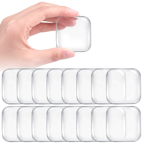 Door Stoppers Wall Protector, Etybetopstar 16PCS 1.57inch Reusable Door Bumper with Self Strong Adhesive, Quiet, Shock Absorbent Gel for Home, Office, Wall Protector from Door Knobs (Square, Clear)