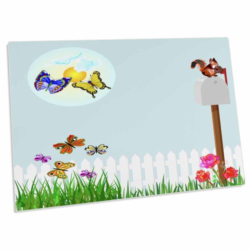 3dRose Pretty Background Mailbox,Butterflies and Makes a Great... - Desk Pad Place Mats (dpd-108125-1)