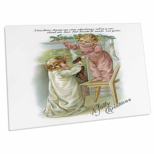 3dRose A Jolly Christmas Two Children Hanging Their Christmas... - Desk Pad Place Mats (dpd-153282-1)