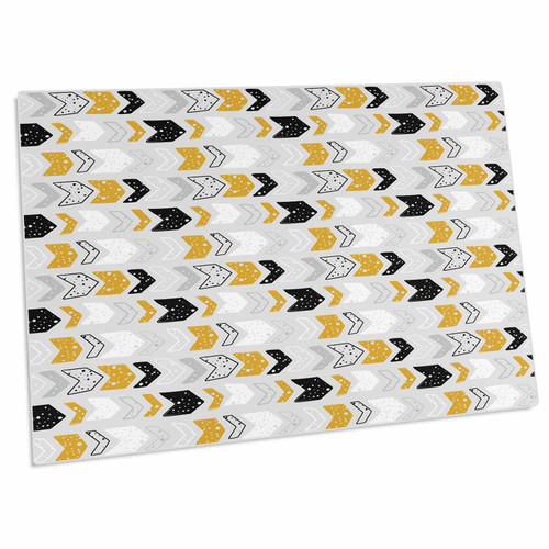 3dRose Dotted Yellow, White, and Black, Right Arrow Pattern - Desk Pad Place Mats (dpd-264944-1)
