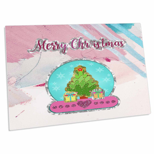 3dRose Snow Globe, Christmas Tree and Gifts, Merry Christmas - Desk Pad Place Mats (dpd-302920-1)