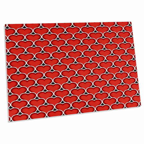 3dRose Cute White Outlined Red Hearts Overlapping Pattern - Desk Pad Place Mats (dpd-372069-1)