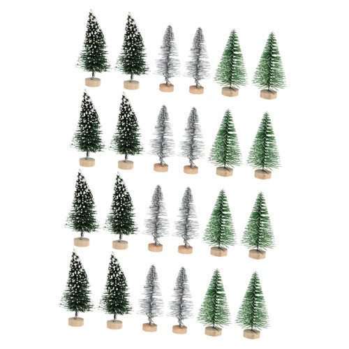 BESTOYARD 24pcs Christmas Tree Artificial Christmas Tree Miniture Decoration Mini Christmas Tree Artificial Mini Trees Winter Holiday Dining Table Top Home Decor Christmas Table Decoration