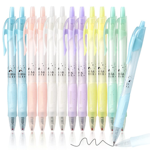 Drawdart Gel Ink Pens, 12Pcs Black Ink Pens Fine Point Smooth Writing Pen 0.5mm Retractable, Best Aesthetic Cute Pens for Journaling Note Taking Sketching No Bleed & Smear