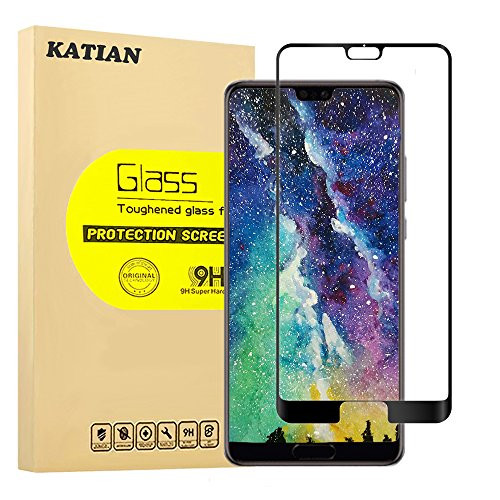 Huawei P20 Screen Protector, KATIAN 3D HD Full Coverage Protector [Anti-Scratch] [Anti-Fingerprint] [No-Bubble] [Case-Friendly], 9H Hardness Tempered Glass Screen Film for Huawei P20 Black