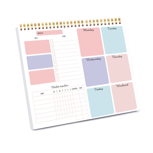 Undated Weekly Planner, 52 Sheets Weekly To Do List Notepad Habit Tracker Journal Spiral Daily & Weekly Planner Notepad for Office Productivity, Work Planner, Goal Planner, 9.5"*7.5" B5 Size