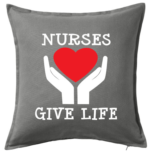 HARD EDGE DESIGN Nurses Give Life Grey Throw Pillow Cover