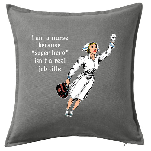 HARD EDGE DESIGN Super Hero Nurse Grey Throw Pillow Cover