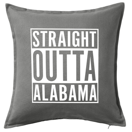 HARD EDGE DESIGN Straight Outta Alabama Grey Throw Pillow with Polyester Filling