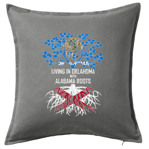 HARD EDGE DESIGN Living in Oklahoma with Alabama Roots Grey Throw Pillow Cover