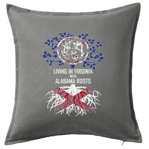 HARD EDGE DESIGN Living in Virginia with Alabama Roots Grey Throw Pillow with Polyester Filling