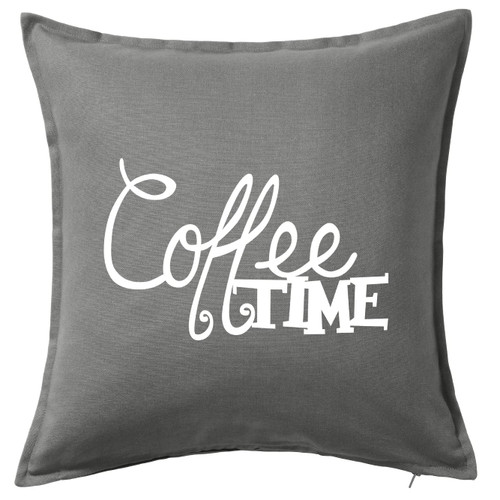 HARD EDGE DESIGN Coffee Time Grey Throw Pillow with Polyester Filling